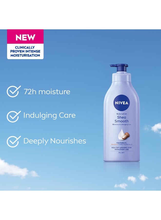 نيفيا لوشن الجسم نيفيا شيا سموث 600 مل مع حمض الهيالورونيك وعناية ترطيب عميقة | ترطيب يدوم 72 ساعة | مع زبدة الشيا | تركيبة غير دهنية لبشرة ناعمة، مرنة، وصحية المظهر | للبشرة الجافة - Image 4